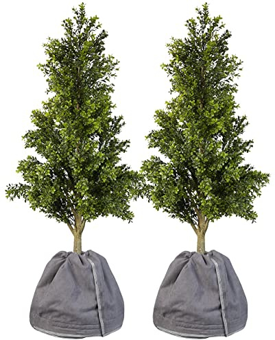 Royal Gardineer Winterschutzvliese: 2er Set Thermo-Topfschutz für Pflanzen,50x45cm,mit Drainage,anthrazit (Kübelpflanzenschutz, Abdeckhaube, Rose)
