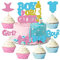 25 Stück Boy or Girl Tortendeko Kuchen Deko Gender Reveal Cupcake Topper Junge oder Mädchen Cake Topper Baby Shower Torte Deko Glitzer Kuchendeko Kindergeburtstag Geburtstag