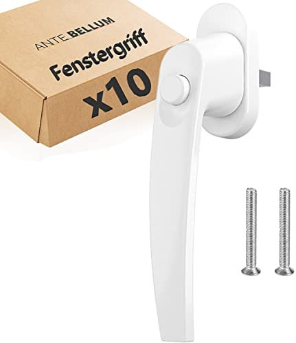 Fenstergriff Kindersicherung - fenstergriff mit druckknopf für zusätzliche Sicherheit. Aluminium Weisse Terrassentür Griff mit 35mm langem Stift (RAL 9016, 10 Stück)