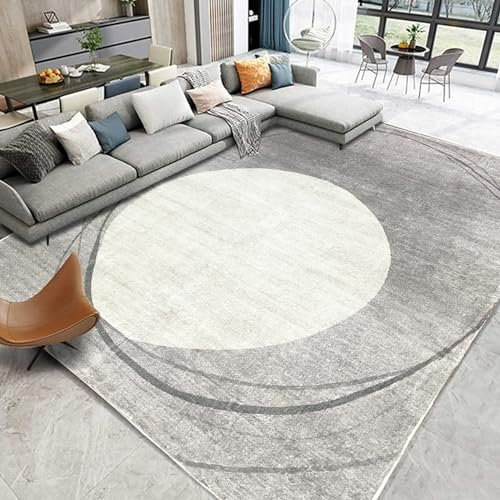 Tinyboy-hbq Rund Teppich Jugendzimmer Kurzflor Pflegeleicht,rutschfeste Rückseite,Moderne Jungen Lass, Passend für Wohnzimmer Schlafzimmer,Grau/Beige,200x300cm