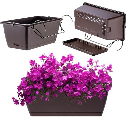 KADAX Jardinière 40 cm marron – Jardinière en plastique résistante aux intempéries et robuste, idéale pour balcon, terrasse et rebord de fenêtre