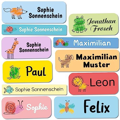 216 Stück personalisierte Namensaufkleber für Stifte, Kugelschreiber. Fingerprint Sticker für Kinder, Schule und Kindergarten.Zum Markieren von Gegenständen. (Bundle)