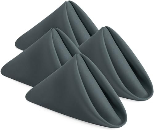 KICHLY Stoffservietten - Packung mit 24 Stück, Wiederverwendbare Stoffservietten, weich und bequem - ideal für Veranstaltungen und den regelmäßigen Gebrauch zu Hause, 100% Polyester (Grau, 43x43cm)