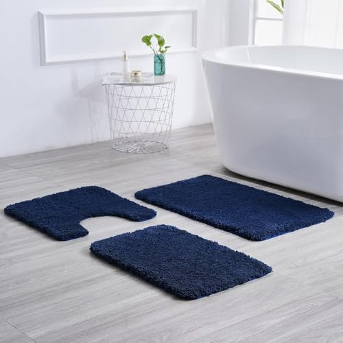 Sentidos rutschfeste Badematte, Weich, Wasserabsorbierend, Maschinenwaschbar, Ideal für Badewanne, Dusche und Küche, 80x150 cm - Navy Blau