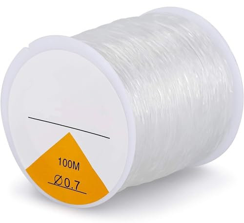 0,7 mm x 100 m Elastisches Band für Armbänder, Nylonkordel, transparenter runder elastischer Faden für DIY-Bastelarbeiten, Armbänder, Schmuckherstellung, Halsketten, Bastelarbeiten