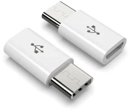 Micro USB to USB C Adapter, Type C to Micro USB Compatible for converter, android phone, micro camera, USB C power adapter, USB power bank, Tablets and other Type of Smartphones (2, White)