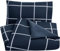 Sonive Set Copripiumino in Microfibra - 155 x 200 cm / 80 x 80 x 2, Tartan Blu Navy