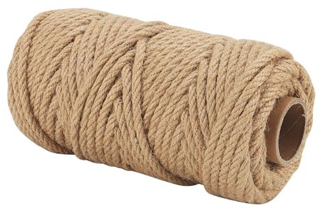 TAICHEUT Corda di iuta naturale, 6 mm x 100 m, corda di canapa intrecciata, spago di iuta per artigianato, impacchettamento e giardinaggio