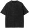 PADOLA T Shirt Uomo Cotone Maglietta Uomo Manica Corta Vintage Lavato Oversized Streetwear Camicia T Shirt Semplice(0 Nero,L)