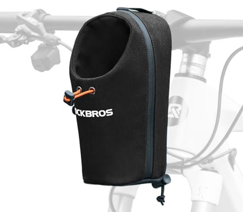 ROCKBROS Porte-Bidon Vélo Pliant Sacoche Avant Bidon 1,5L Guidon Calibre Réglable Jusqu'à 8cm Sac Petit Boisson Parapluie Lunettes Gants pour Scooter Trottinette Électrique VTT Noir