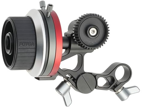 Hersmay Mini Follow Focus en métal avec butées A/B et Pince pour Tige 15mm avec Rail NATO Gear Ring Belt DLSR Rig pour caméra cinéma DSLR/caméras sans Miroir