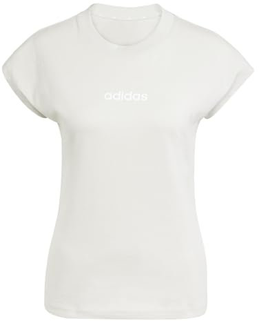 adidas Damen Essentials Linear Cotton T-Shirt, Wonder Alumina/White, S