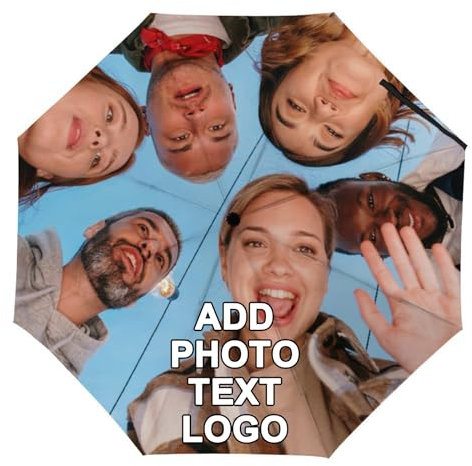 LLLGSH Paraguas Personalizado, Sombrilla Personaliza con Logotipos, Imágenes Personalizadas y Texto Paraguas, Compacto Plegable portátil Autoumbrella, Protección UV, Interior y Exterior Personalizado