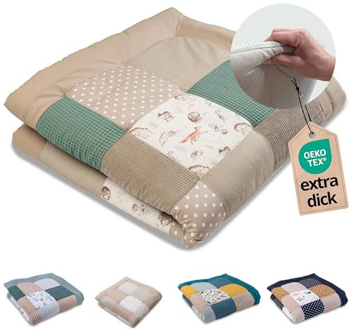 ULLENBOOM Krabbeldecke für Baby 120x120 cm, 100% Oeko-TEX Materialien, Made in EU, Dick & weich gepolstert, Waldfreunde - ideal als Babydecke & Spieldecke Baby