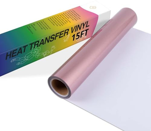 HTVRONT Rose Gold Heat Transfer Vinyl 12 x15ft(30.5x457CM) Iron on Vinyl for Silhouette and Cricut Easy to Cut & Weed Rose Gold HTV for T-Shirts
