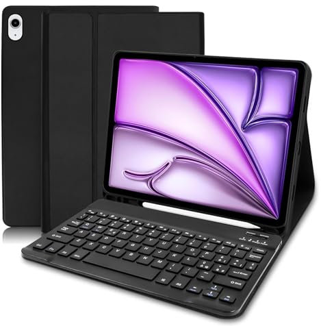 COEZFE Custodia Tastiera per iPad Air 11 Pollici M3 2025/ M2 2024, Tastiera Custodia con Tastiera per iPad Air 5th/ 4th Gen 10,9 Pollici, Layout Italiano Bluetooth Tastiera per ipad Air 11 M3, Nero