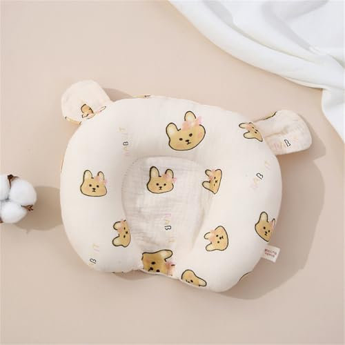 Kinderkissen Kopfkissen, Weiches Dekoratives Kinderkissen für das Zimmer, Baumwollmusselin Neugeborenes Kissen 0-12 Monate Kinder Bett Kinderwagen Autositz (Rosa Hase, 20x 25 cm)