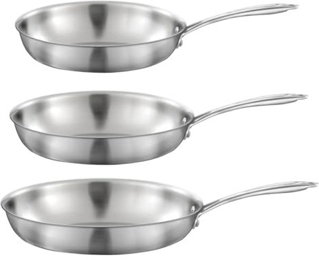 Cuisinox Gourmet - Lot de 3 poêles inox 24-28-32cm