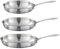 CUISINOX - Gourmet - Lot 3 poêles triply tout inox 24-28-32 cm avec poignée fixe - Compatible tous feux - Acier Inox 18/1 - Finition Satinée - Sans PFAS, PTFE, PFOA - Made in France