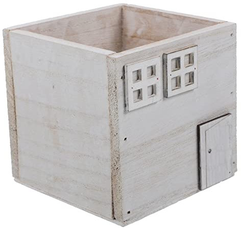 YARNOW Holzblumentopf Für Sukkulenten Rustikaler Pflanzer Für Balkon Garten Wohnung Dekorativer Kunstblumentopf Für Kleine Pflanzen Weiß