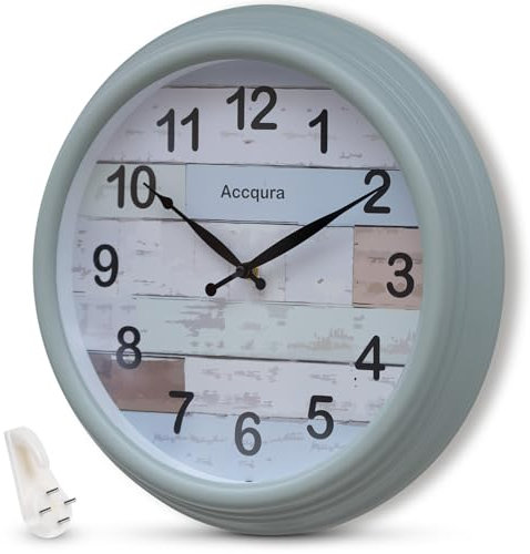 Accqura Wanduhr FüR DraußEn Wetterfest, Groß Outdoor Uhr Garten Aussen Retro Wasserfest Wall Clock Dekor FüR draußen Terrasse Bad Badezimmer KüChen- 39cm- Mintgrün