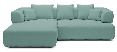 DomoHome Avangarde Ecksofa Moderne Eckcouch mit Verstellbarer Sitztiefe Wasserabweisendem Aragon-Stoffbezug und Hochwertiger Polsterung Linkes Layout 182x285x86cm Türkis