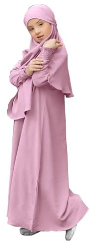 Chanpning Gebetskleidung für Kinder, Mädchen Muslim Kleider, Lange Ärmel Abaya Mit Hijab, Islam Kleidung Frauen, Damen Muslimische Kleid Set, Gebetskleid Jilbab Khimar Ramadan