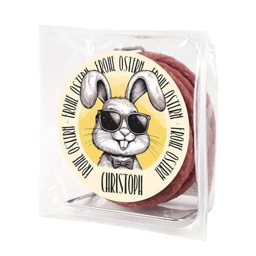 Herz & Heim® Personalisierte Salami Kabeltrommel mit Osterhasen-Motiv – Lustiges Ostergeschenk mit Wunschname – Frohe Ostern Edition – Individuelles Geschenk für Männer & Feinschmecker