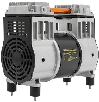 Compresseur d'air, 980 W, sans huile, silencieux, tête de pompe, moteur de compresseur d'air comprimé 80 °C, 1380 tr/min, volume de sortie 90 l, moteur en cuivre pur (1500 W)