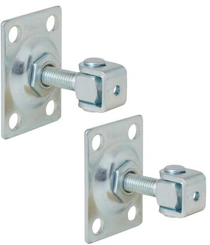 TRIBECCO® Einstellbares Torband, zum Anschrauben an den Pfosten, zum Schweißen, aus verzinktem Stahl Türscharniere Einstellbares Scharnier Torscharniere Türband Torangel, 2 Stück (M12x40 (75x55 mm))