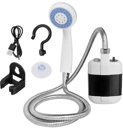 Ducha Portátil - Ducha De Campamento | Ducha De Viaje De Limpieza De Mascotas | Rociador De La Cabeza De Ducha Al Aire Libre | Equipo De Baño Exterior | Dispositivo De Ducha Eléctrico De Mano Para C