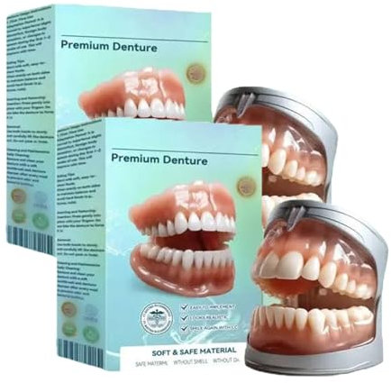 Bikenda Premium Full Set Dentures - Solution de prothèse flexible de nouvelle génération pour hommes et femmes | Prothèses dentaires souples, confortables et adaptées (2pcs)