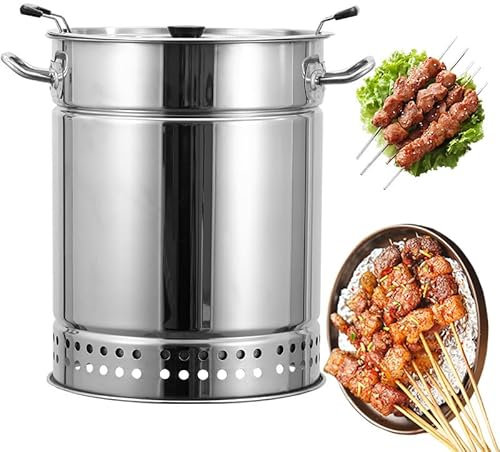 Edelstahl Smokeless Barbecue Vertikal Smoker mit 20 Spießen und Zubehör Set