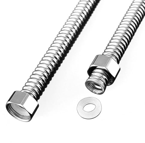 HARY 2 Stück Flexschlauch 1/2 Zoll 10cm, G1/2 x G1/2 Edelstahl 304 Wellrohr Panzerschlauch, flexibler Anschlussschlauch für Wasserhahn, Toilette, Küchenspüle, Badarmatur