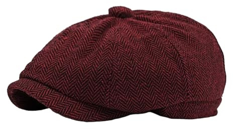 NLAND Unisex Schiebermütze Newsboy Mütze Tellermütze 8 Panel Barett Cap Fischgräten Tweed Retro Baker Boy Mütze Gatsby Cap