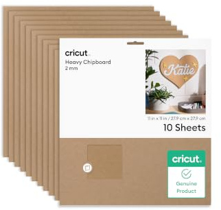 Cricut Heavy Chipboard, 2mm Sheets 27.9cm x 27.9cm, Durable, Versatile Material for DIY Crafts - Pack of 10