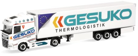 Herpa LKW Modell DAF XG Kühlkoffer-Sattelzug GESUKO, Miniatur im Maßstab 1:87, Sammlerstück, Made in Germany, Kunststoff