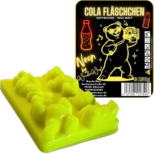 WonderWax Neon Duftriegel 6 x Duftwachs Bären Wachsmelt Duftwachs Raumduft für Duftlampen Soja Wachs Melts Duftmelt Aroma Wellnes Kerzen Wärmer Wax Tarts Cola Fläschchen