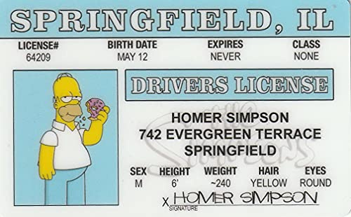 Homer Simpson Driver License ID by Signs 4 Fun