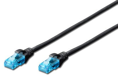 DIGITUS Cavo LAN Cat 5e - 5 m - Cavo di rete CCA con RJ45 - U/UTP non schermato - Compatibile con Cat-6 e Cat-5 - Nero