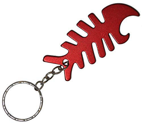 Komonee Fish Bone Red Bottle Opener Key Chain Metal Dead Sea Life Key Ring Novelty animal Keychain Keyring