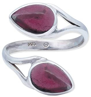 Ring 925 Silber Granat roter Stein größenverstellbar Edelstein echt Silber Damen Sterling Silber Geschenk (MRV-088-02)