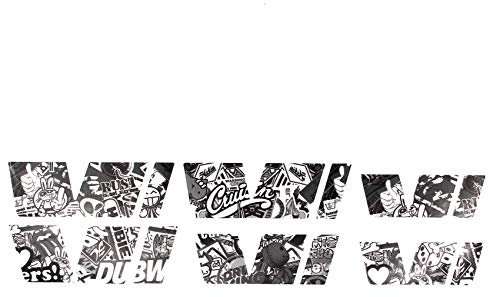 Emblem Folie Set passgenau für Innenflächen Skin Logo Aufkleber Kühlergrill (R017 Stickerbomb Schwarz-Weiß)