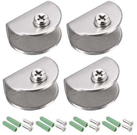 Sourcingmap, staffe per mensole in vetro, regolabili in acciaio inox, per vetro e vetro, per 7-10 mm di spessore, 4 pezzi