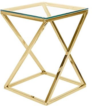 Moderner Beistelltisch Gold aus Metall mit Glasplatte Beverly