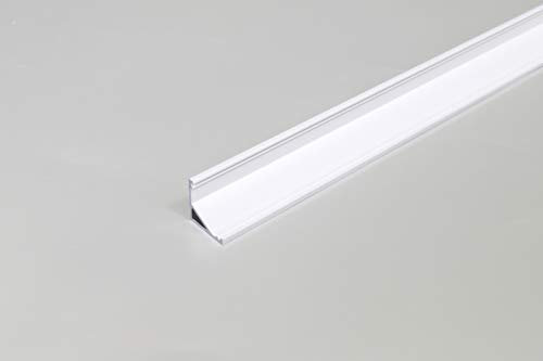 LED Eckprofil 2m C12 weiß für LED Streifen inkl. Abdeckung milchig, für LED Bänder bis max. 12mm (2m weiß, Abdeckung milchig)