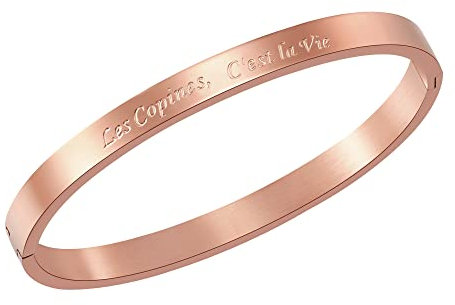 AFSTALR Bracelets Fin en Acier Inoxydable Message Bracelet pour Femme d’Inspiration d'amitié en Or Rose Bracelet Jonc pour Meilleur Ami…