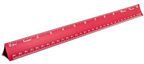 Alumicolor Aluminium-Lineal für Ingenieure, Zeichner und Studenten, 30,5 cm, Rot