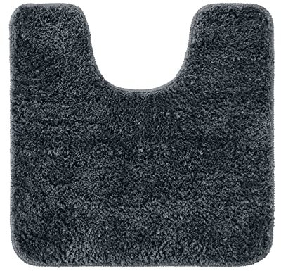 MIULEE Badematte WC Vorleger Badteppich Fußmatte Flur 1 Stück U Förmige Deko Matte Badteppiche Dekoration rutschfest Saugfähig für Wohnzimmer Badezimmer Toilett WC 45x45 cm Dunkelgrau