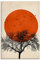 ARTLAND Wanddeko Leinwand Bilder Wandbild 40x60 cm Minimalismus Mond Baum Silhouette Vögel U3VT